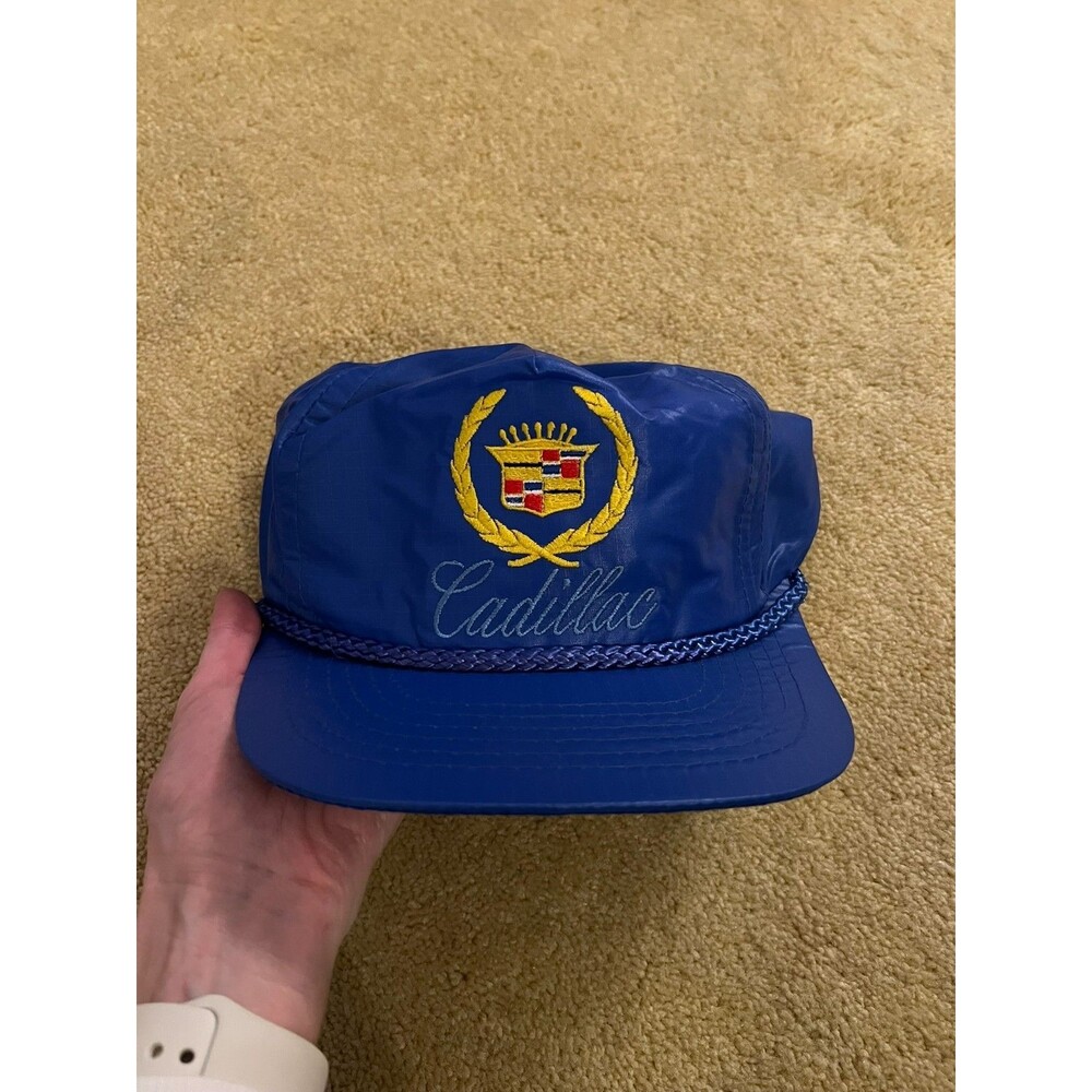 Vintage Cadillac Branded Navy Blue Nylon Snapback Hat
